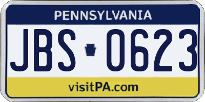 PA license plate JBS0623