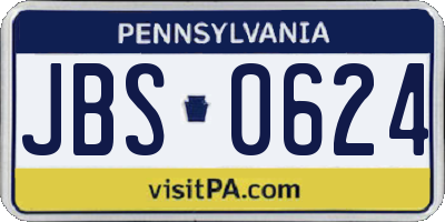 PA license plate JBS0624