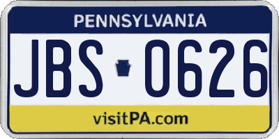 PA license plate JBS0626