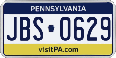 PA license plate JBS0629