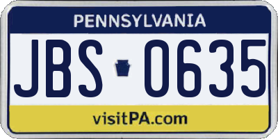 PA license plate JBS0635