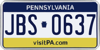 PA license plate JBS0637