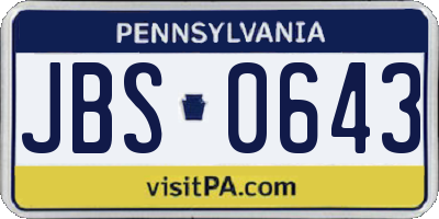 PA license plate JBS0643