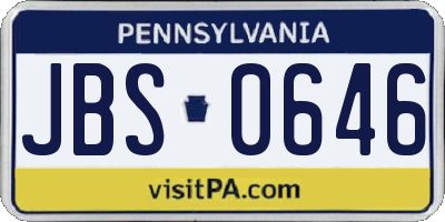 PA license plate JBS0646