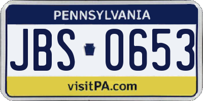 PA license plate JBS0653