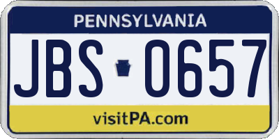 PA license plate JBS0657