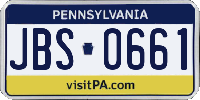 PA license plate JBS0661