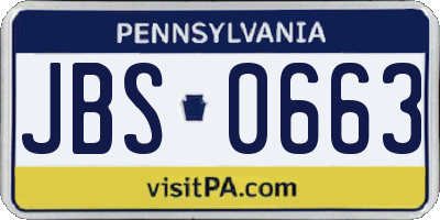 PA license plate JBS0663