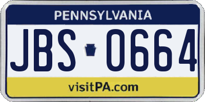 PA license plate JBS0664