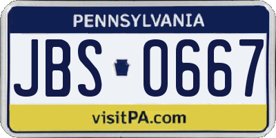 PA license plate JBS0667