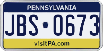 PA license plate JBS0673