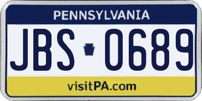 PA license plate JBS0689