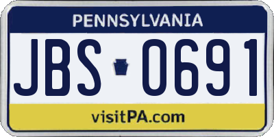 PA license plate JBS0691