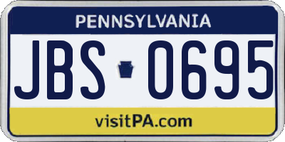 PA license plate JBS0695