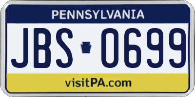 PA license plate JBS0699
