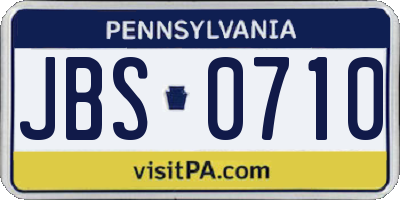 PA license plate JBS0710