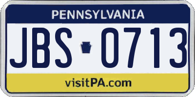 PA license plate JBS0713
