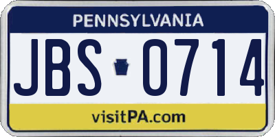PA license plate JBS0714