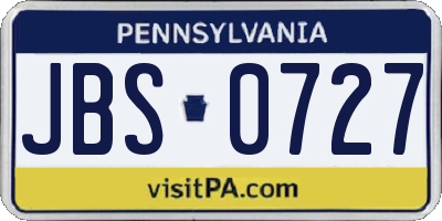 PA license plate JBS0727