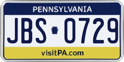 PA license plate JBS0729