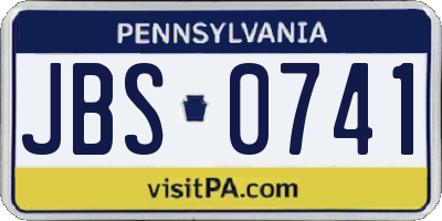 PA license plate JBS0741
