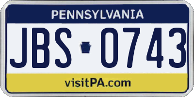 PA license plate JBS0743