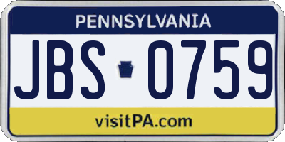 PA license plate JBS0759