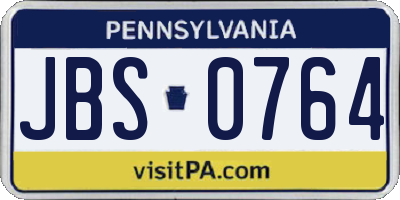 PA license plate JBS0764
