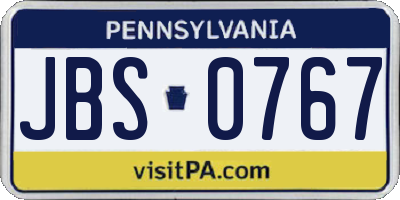 PA license plate JBS0767