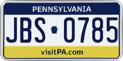 PA license plate JBS0785