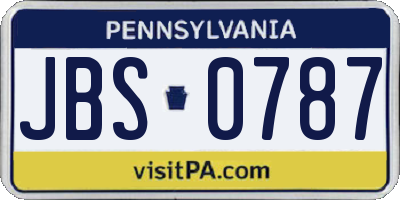 PA license plate JBS0787