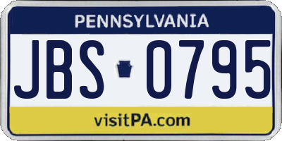 PA license plate JBS0795