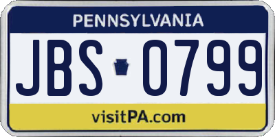 PA license plate JBS0799
