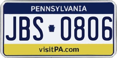 PA license plate JBS0806