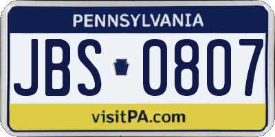 PA license plate JBS0807
