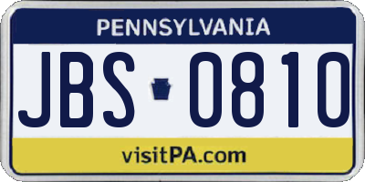 PA license plate JBS0810