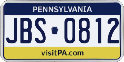 PA license plate JBS0812