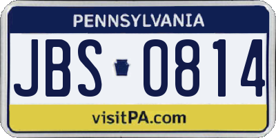 PA license plate JBS0814