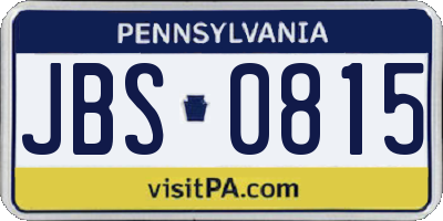 PA license plate JBS0815