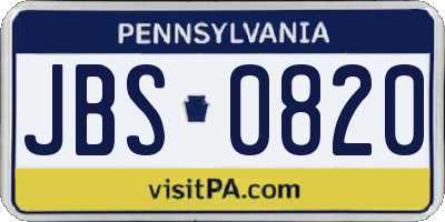 PA license plate JBS0820