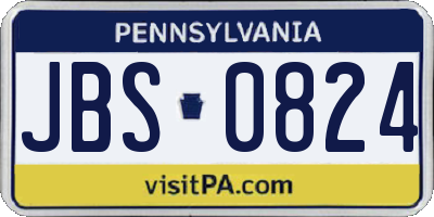 PA license plate JBS0824