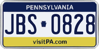 PA license plate JBS0828