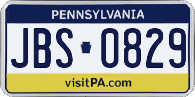 PA license plate JBS0829