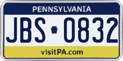 PA license plate JBS0832