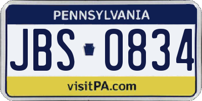 PA license plate JBS0834