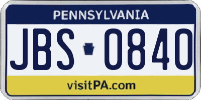 PA license plate JBS0840