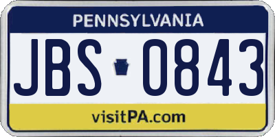 PA license plate JBS0843