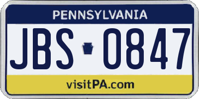 PA license plate JBS0847