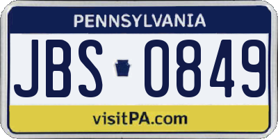 PA license plate JBS0849