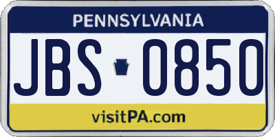 PA license plate JBS0850